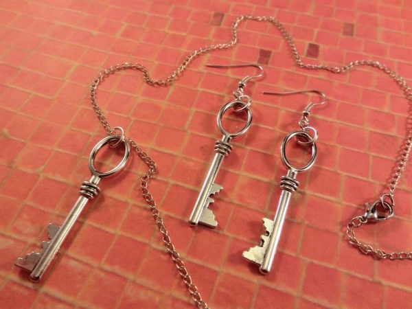 Schlüssel Ohrringe Vintage Optik Schloss Key